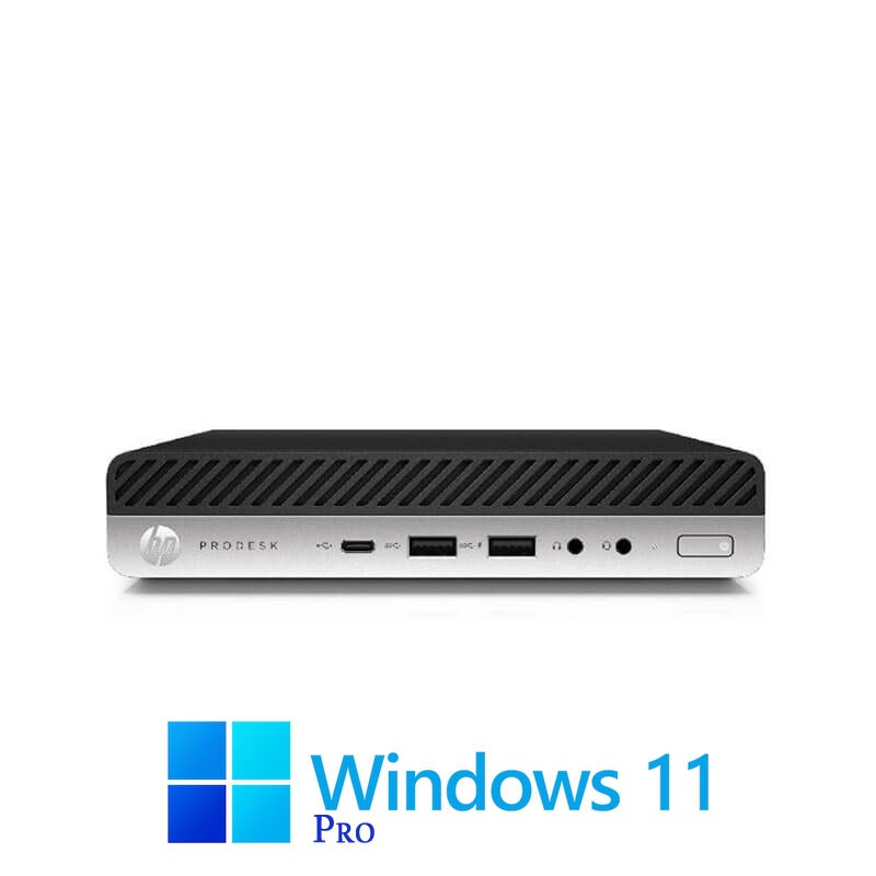 Mini Calculatoare HP ProDesk 600 G4, Quad Core i3-8100T, 16GB, 256GB SSD, Win 11 Pro